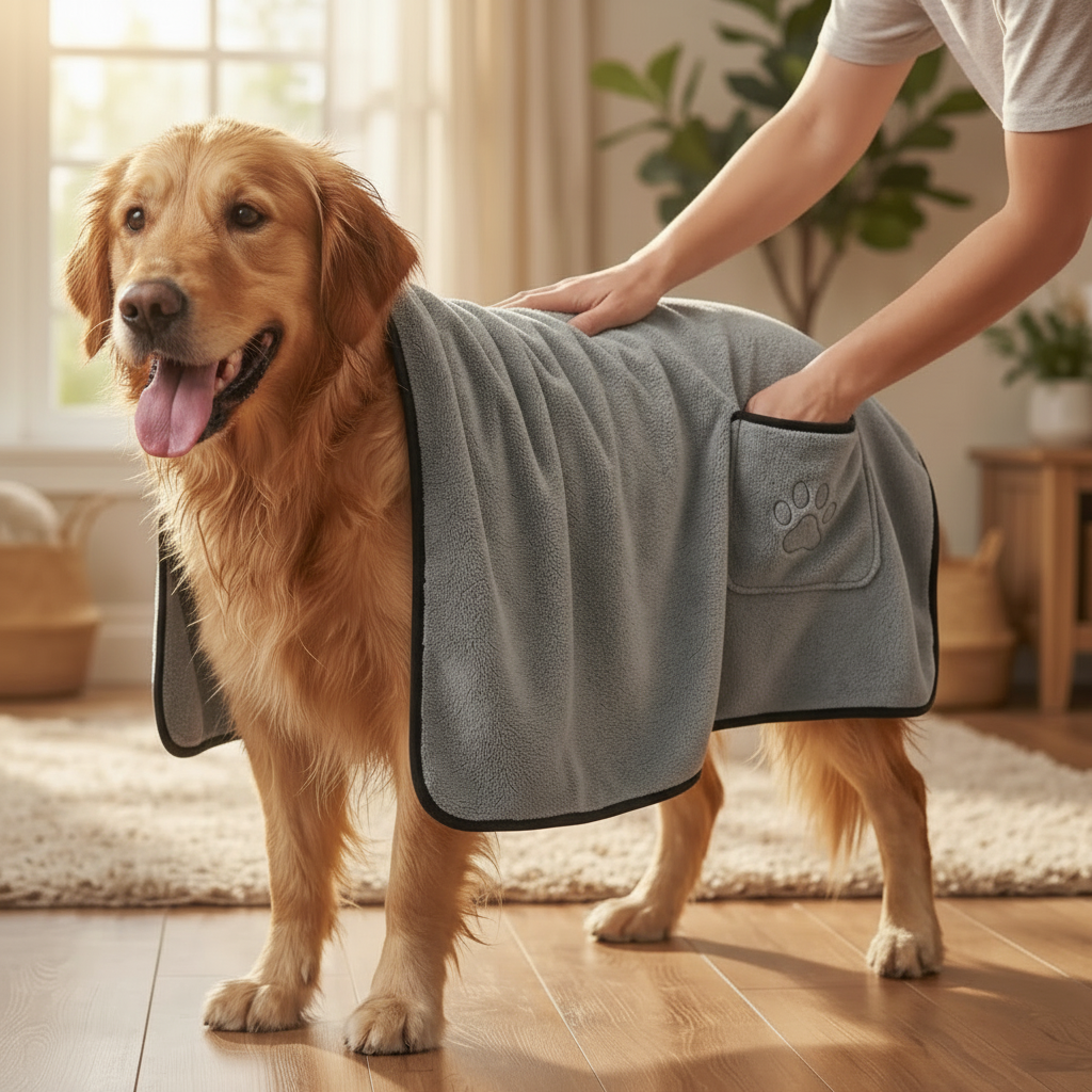 Microfiber Dog Towel with Hand Pockets | ChakaPakaPets™